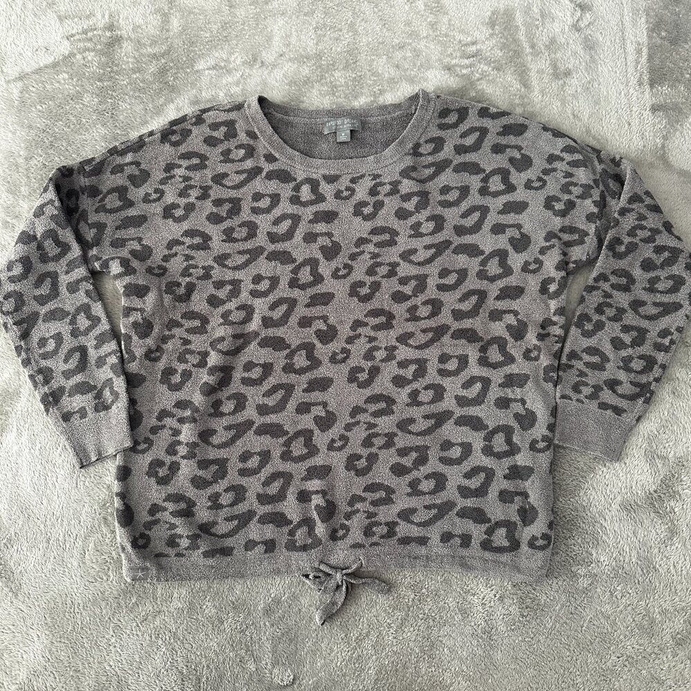 Barefoot Dreams CozyChic Ultra Lite Gray Animal Print Sweater Sweatshirt MEDIUM